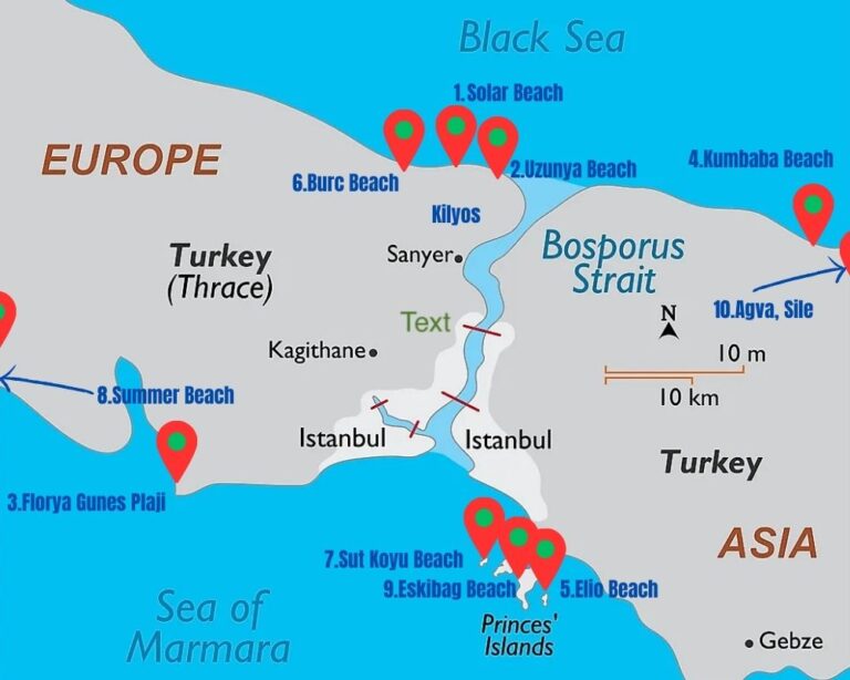 Istanbul Beaches Map
